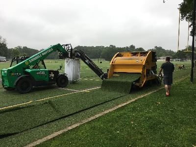 Removing TPE sand infill from the turf (figure 1)