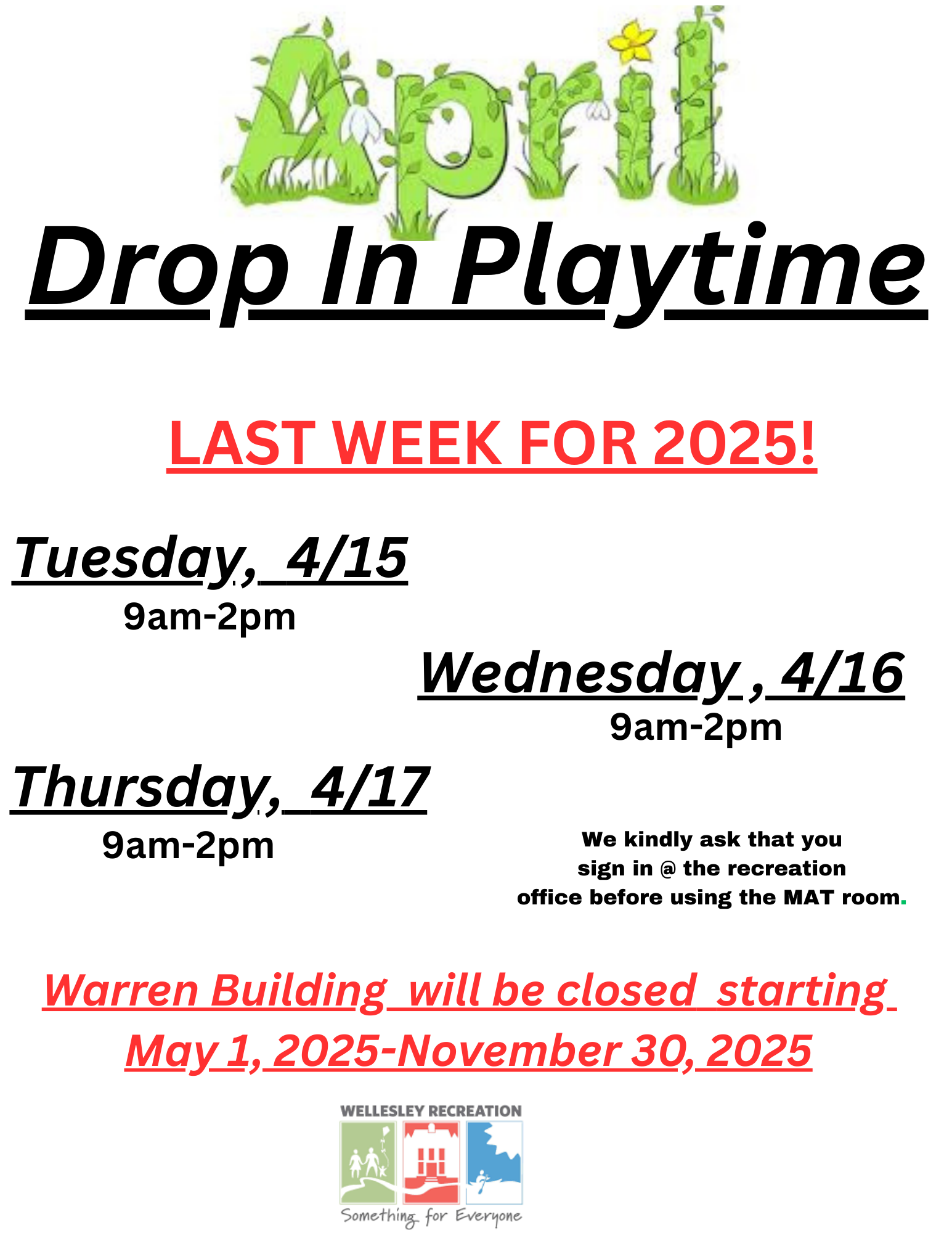 Drop In Playtime week of 2-24
