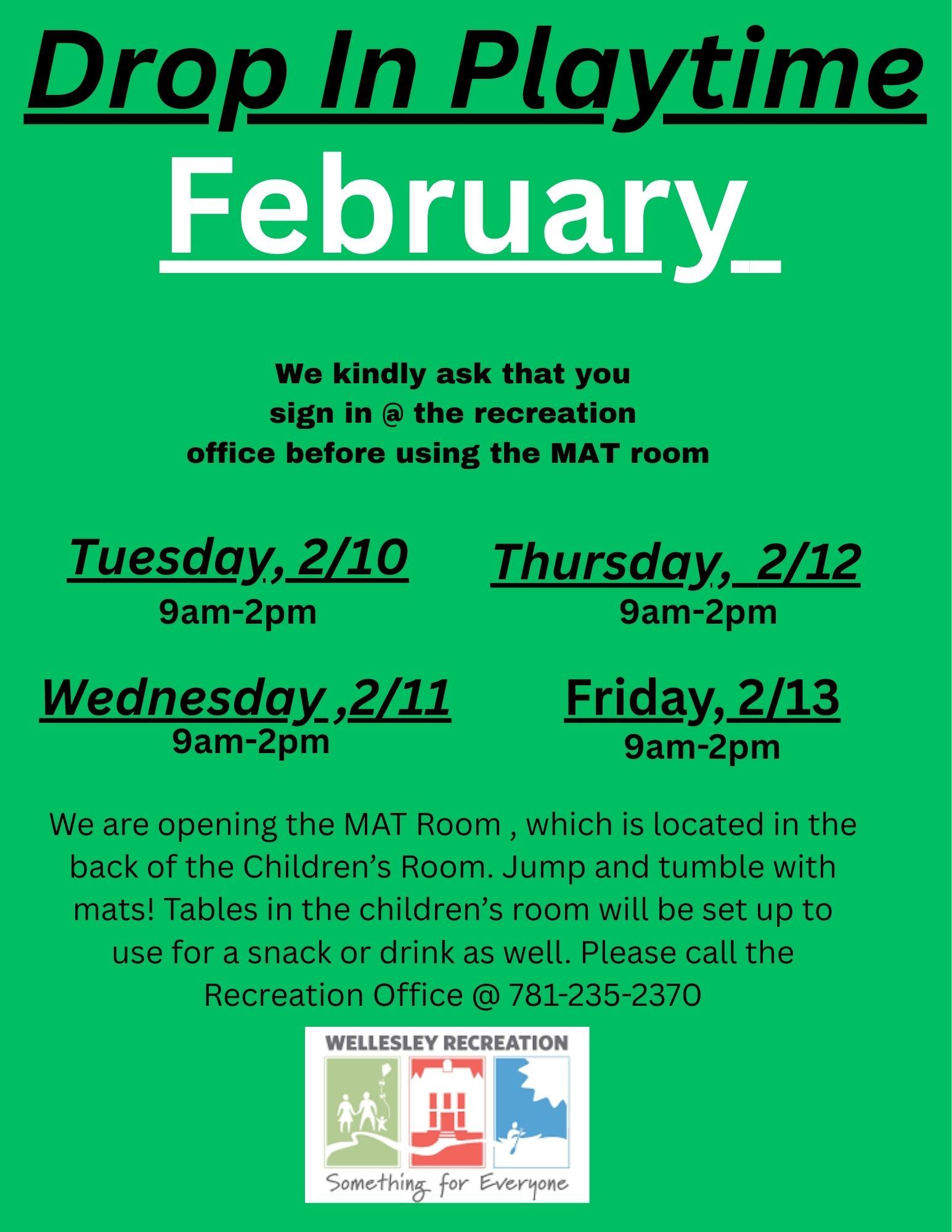 Drop In Playtime week of 2-2