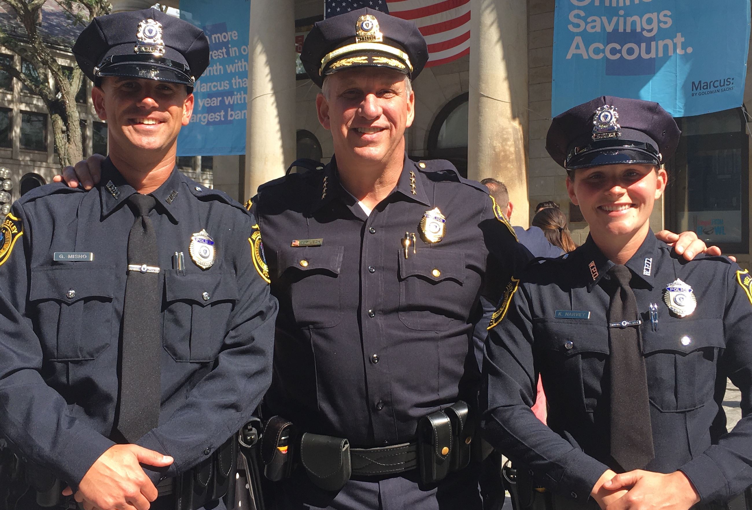 Chief Pilecki with Officers Glen Misho and Kim Harvey