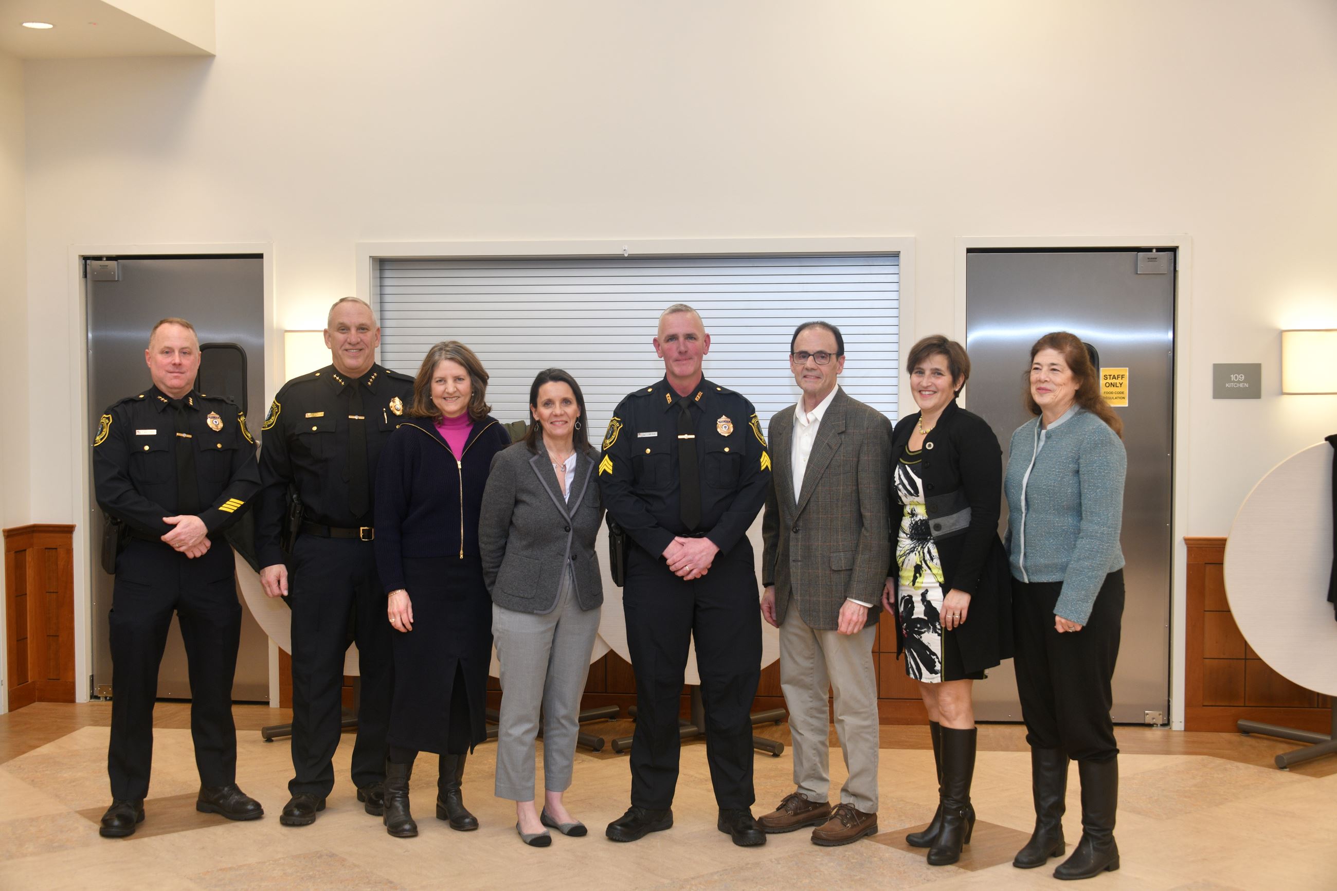 Sergeant Brian Shore with the Select Board and Wellesley Town Leaders