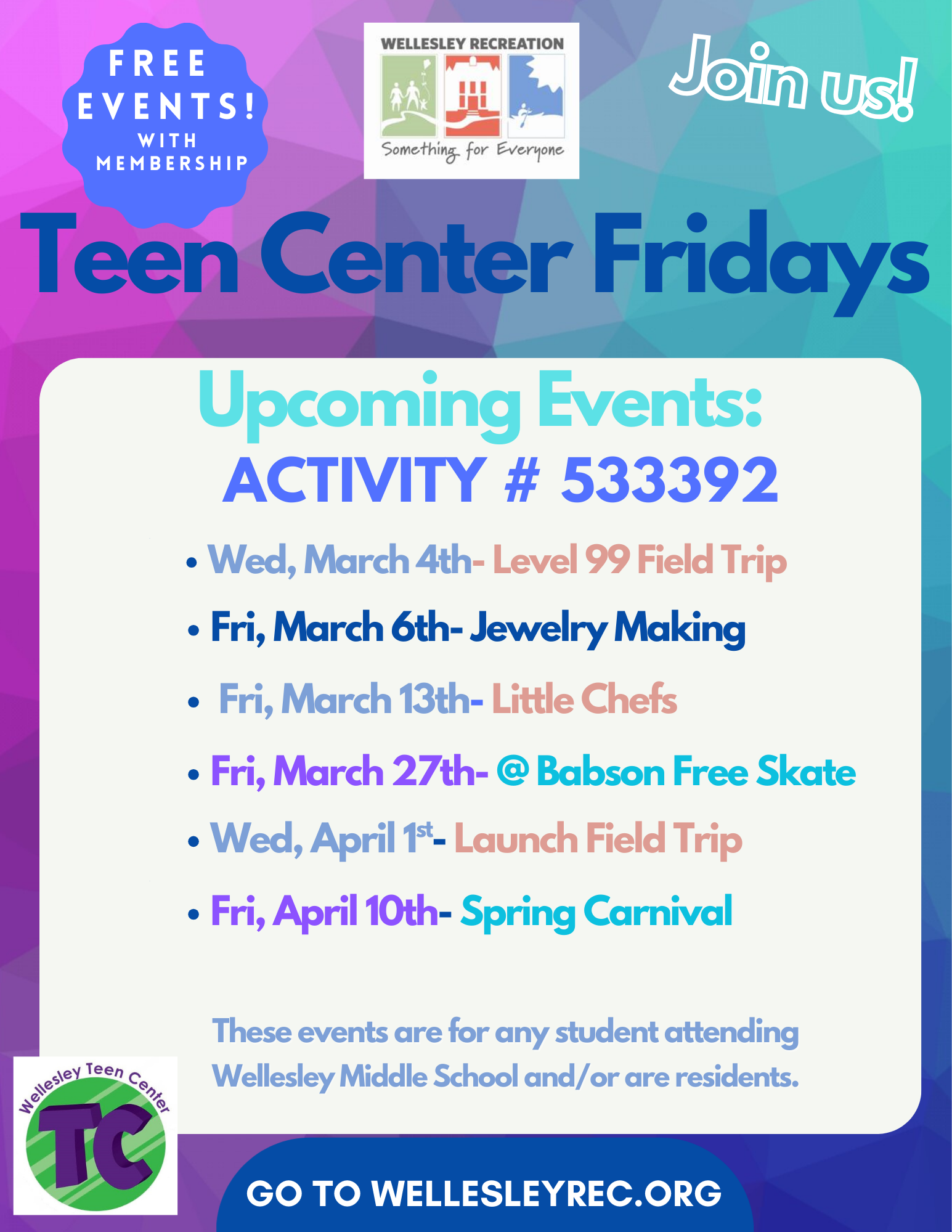 TC March- April Events Schedule