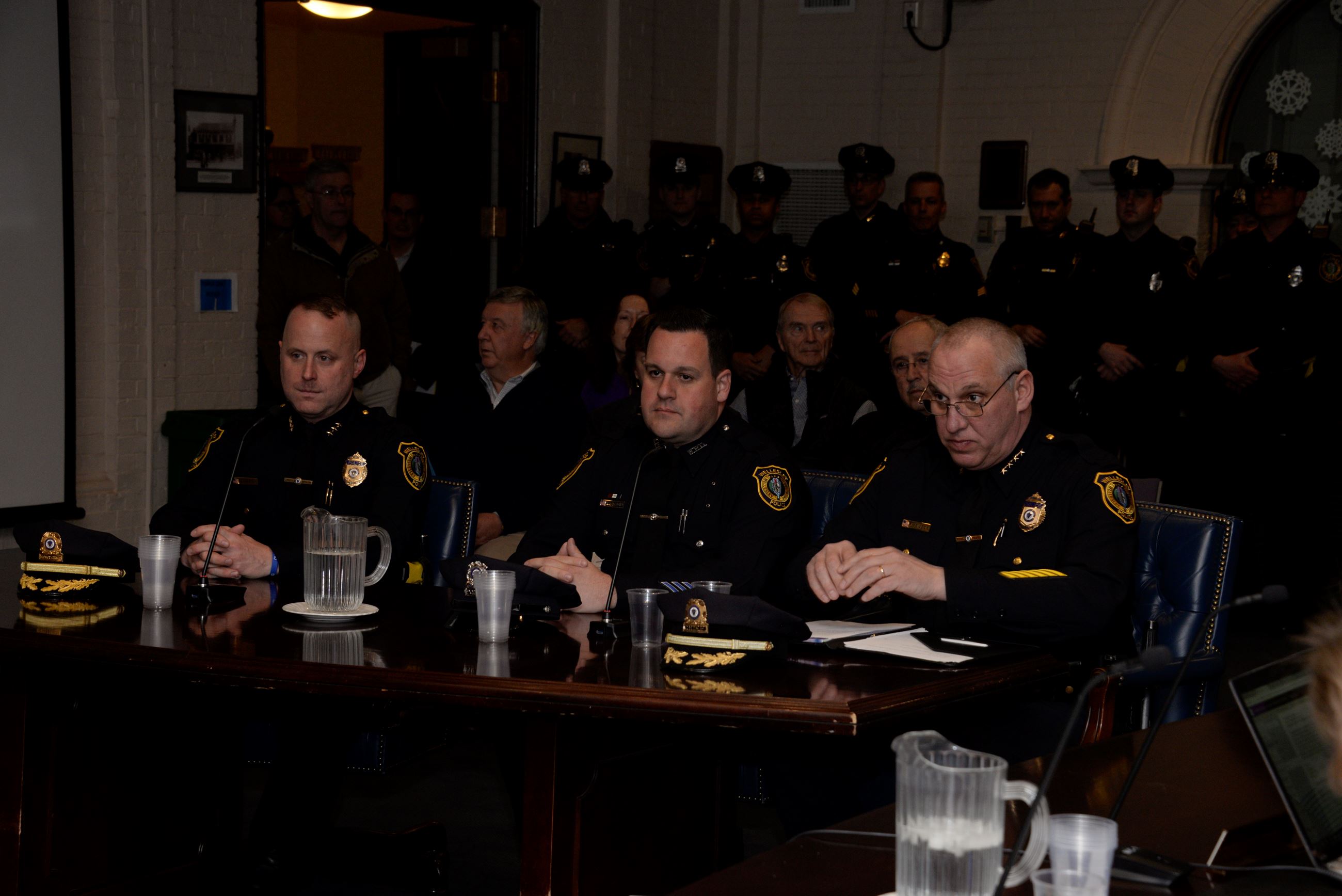 Chief Pilecki presents Sergeant Bob Gallagher to the Board of Selectmen